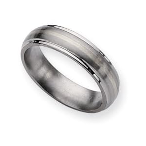 Titanium Sterling Silver Inlay 6mm Brush/Polish Band Size 6