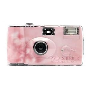 10 Pack Personalized Pink Rose Wedding Cameras - Matching Table Cards Included - 27 Exposures -... by