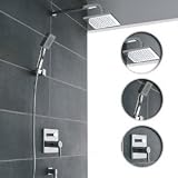 Single Handle Wall Mount Shower Faucet with 10 Inch Showerhead and Side Bar Hand Shower, Chrome
