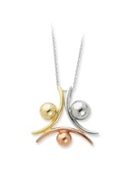 Sterling Silver Tricolor Plated Family Pendant Necklace