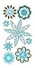 ESSENTIALS LARGE DIMENSIONAL STICKERS-BLUE &amp; BROWN SKETCH FLOWERS