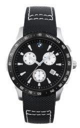 BMW Mens Chronograph Watch with brushed stainless steel case and anthracite Dial and Black Band