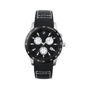 BMW Men Chronograph. Watch with brushed stainless steel case and anthracite Dial & Black Band