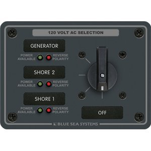 Blue Sea 8366 AC Rotary Switch Panel 30 Ampere 3 Positions OFF, 2 Pole