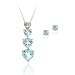 Sterling Silve Blue Topaz & Diamond Heart Necklace & Earrings Set
