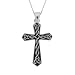 Sterling Silver Antiqued Celtic Cross Pendant with Rolo Chain, 18