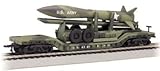 Bachmann Trains Center-depressed Flat Car - Olive Drab with Missle