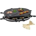 LUXUS RACLETTE TISCH GRILL MIT 8 PF&Auml;NNCHEN UND EXTRASTARKEN 1200 WATT INKL. ANTIHAFTBESCHICHTETER CREPES-PLATTE NEU + OVP