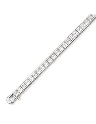 .925 Sterling Silver 7" Rhodium Plated 4mm Channel Set CZ Tennis Bracelet