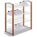 Four Tier Shoe Rack (Chrome/Wood) (28.5" H x 24.75" W x 12" D)
