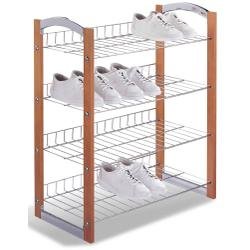 Black Friday Four Tier Shoe Rack (Chrome/Wood) (28.5