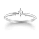  : 10k White Gold Marquise Cut Solitaire Diamond Engagement Ring (1/10 ct, J-K Color, I2-I3 Clarity), Size 7