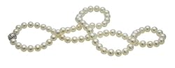 AAA 7.5-8mm White Freshwater Pearl Necklace 22in Elegant