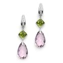 18k White Gold Multi Gemstone and Diamond Drop Earrings