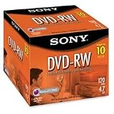 Sony Electronics : DVD-RW, 2X Max Speed, 4.7GB, 10/PK, Branded Surfaces -:- Sold as 2 Packs of - 10 - / - Total of 20 Each