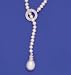 14K White Gold Pearl Lariat Necklace with Diamond, D.15 25