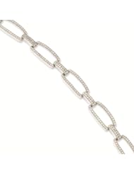 Sterling Silver & CZ Cubic Zirconia Brilliant Embers Polished Bracelet - Micro Pave Stone Collection