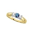 3 Diamond Anniversary Band 1/2 ct. in 14K Yellow Gold with Blue Center Diamond