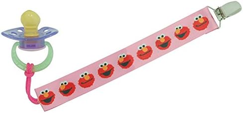 3 Pack Petite Creations No Throw Sesame Street Pacifier Holder Elmo, Pink