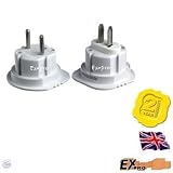 PACK OF 50 - Ex-Pro Travel Adapter Converts UK Plugs Plug to 2 pin (Round & Flat) Converts - EU Europe European German Germany Spanish Spain Italy Italian French France Dutch Holland Belgium Portugal USA North American New Zealand NZ Australia Australian Middle East Eastern South American Brazil Brazilian Africa African.
