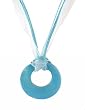 Necklace - N229 - Small Round Shell (1-5/8") hung on 5-Strand Organza Cord ~ Aqua