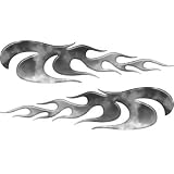 Black White Gray Fire Car, Truck, ATV, SUV Accent Stripe Flame Decals - 4 h x 16 w -...