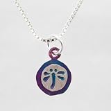 Cute Little Dragonfly Pendant in Sterling Silver with a Purple Patina Finish on 16 Box Chain, #9105