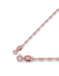 16" 14K Rose Gold 1.0mm (0.04") Polish Diamond Cut Singapore Chain w/ Spring Ring Clasp