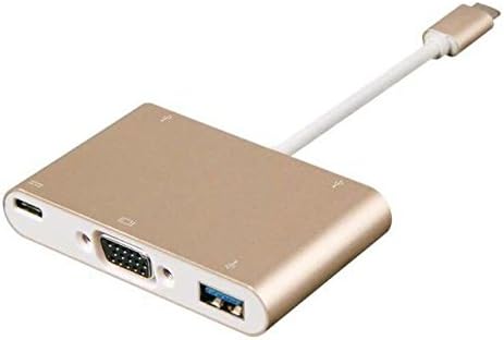 WEIAY USB Type C to VGA Adapter Aluminum USB Type-C Male to VGA Video Cable 5-in-1 Multi-functional Converter with 5 Hubs Support 4K*2K for Phone, iPad, Macbook