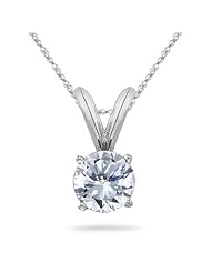 1/4 (0.21-0.27) Cts Round Diamond Solitaire Pendant in 18K White Gold