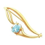 14K White or Yellow Gold Aquamarine Brooch (ALSO AVAILABLE WITH OTHER GEMSTONES)