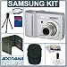 Samsung Digimax S630 Silver Digital Camera Kit, with 1 GB SD Memory Card, Deluxe Carry Case, Mini Table Top Tripod, Neck Strap, Memory Card Wallet, Screen Protecters for Cameras LCD Screen, Cleaning Fluid with Cloth