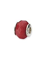 Red Quartz Stone Silver Charm for 3mm Bracelets