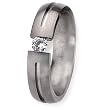 Brushed Titanium and 1/6ct. Diamond Ring (5.0 mm) With Wood Box - Sizes 8-12