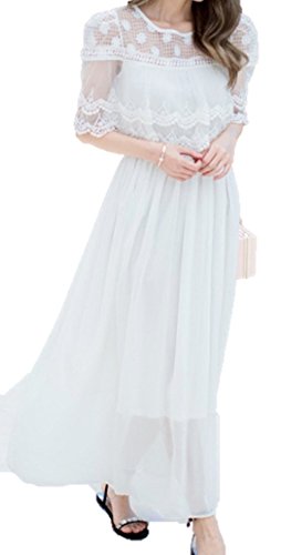 (エヌアンドティー） N&T レディース ワンピース ロング マキシ シフォン レース 透け感 ウエスト ゴム 絞り パーティー 二次会 謝恩会 結婚式