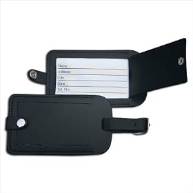 Buy Black Leather Luggage Tag by Dacasso