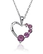 Sterling Silver Amethyst Heart Pendant, 18"