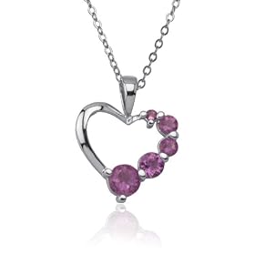 Sterling Silver Amethyst Heart Pendant, 18" by Amethyst