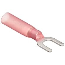 Morris Products 12256 Spade Terminal, Heat Shrinkable, Red, 22-16 Wire Size, #10 Stud Size  (Pack of 100)