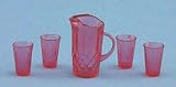 Miniature Chrysnbon Cranberry Pitcher and 4 Glasses Kit