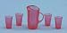 Miniature Chrysnbon Cranberry Pitcher and 4 Glasses Kit