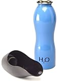 H2O4K9, Dog Water Bottle and Travel  Bowl, 25-Ounce, Denim Blue