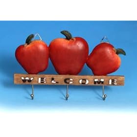 <b>APPLE fruit Welcome sign WALL HOOK kitchen home decor</b>