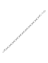BRI Sterling Silver Oval Cable Link Charm Bracelet - Made in Italy - Nickle Free - 7.1mm