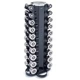 Hampton 2.5 lb to 25 lb 10 Pair Chrome Beauty Grip Dumbbell Club Pack With Rack