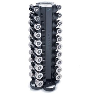 Hampton 2.5 lb to 25 lb 10 Pair Chrome Beauty Grip Dumbbell Club Pack With Rack