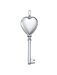 14k White Gold "Sweetheart KEY" Locket 3/4 Inch x 2 Inch in Solid 14K White Gold