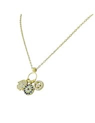Sterling Silver Yellow Gold Hamsa Evil Eye Peace Womens Chain Pendant Necklace
