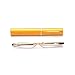 Easy Carry Mini Compact Slim Reading Glassesâ€”Lightweight Portable Readers with w/Pen Clip Tube Case (Gold, 4.00)