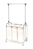 Seville Classics WEB153 3-Bag Laundry Sorter with Hanging Bar